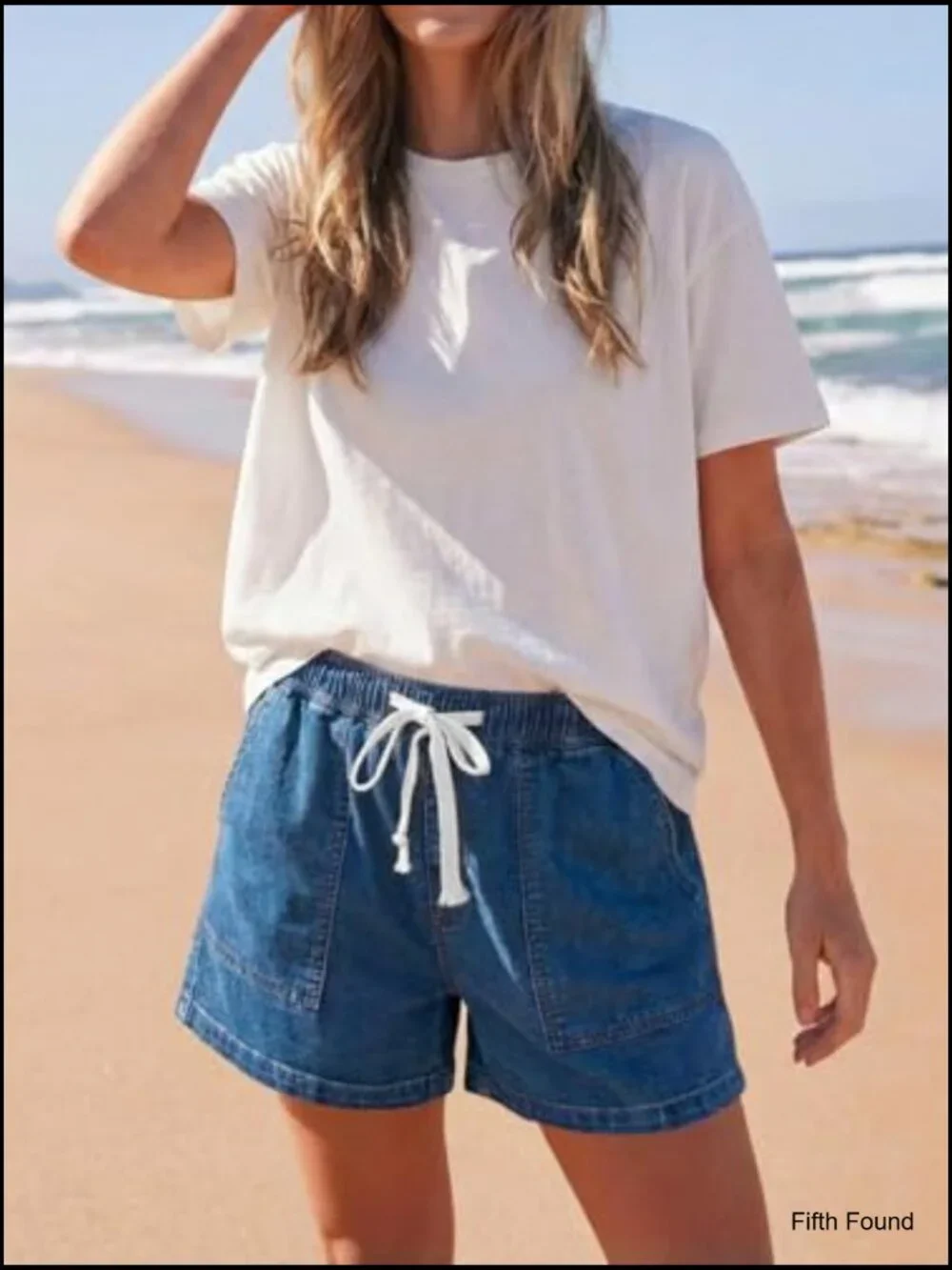 Baggy High Waisted Denim Shorts with Drawstring - Wide Leg Jorts